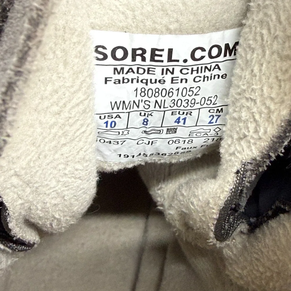 SOREL Explorer Joan Boots Womens‎ 10 Gray Suede Waterproof Faux Fur